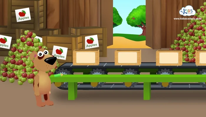 Counting practice: Counting apples and writing corresponding numbers (1-5). Combines counting with number writing.