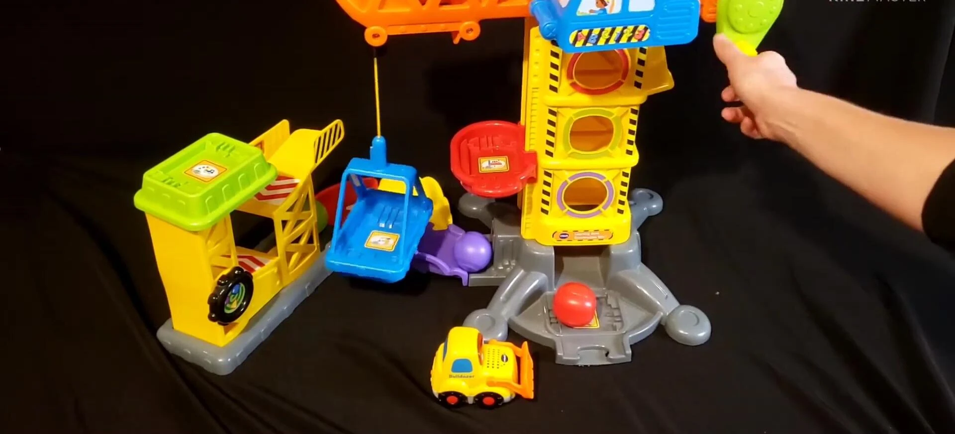The elevator mechanism of the Learning Zone Construction Set in action, demonstrating its durability.