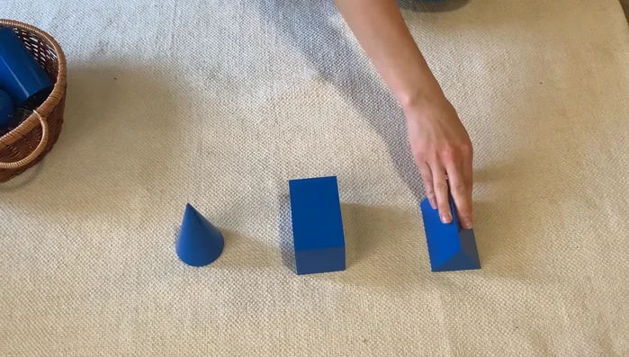 Review all three new geometric solids (cone, rectangular prism, triangular prism).
