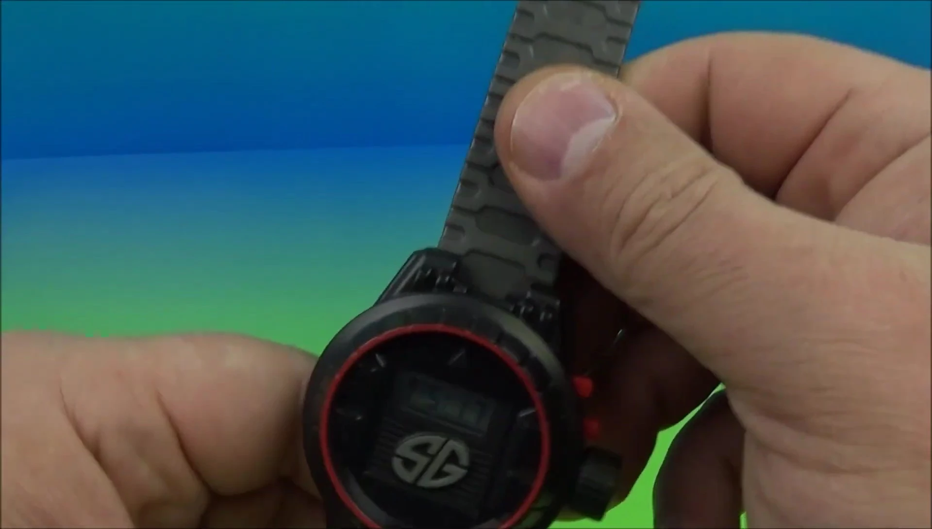 A close-up shot of the watch buttons, highlighting their functionality.