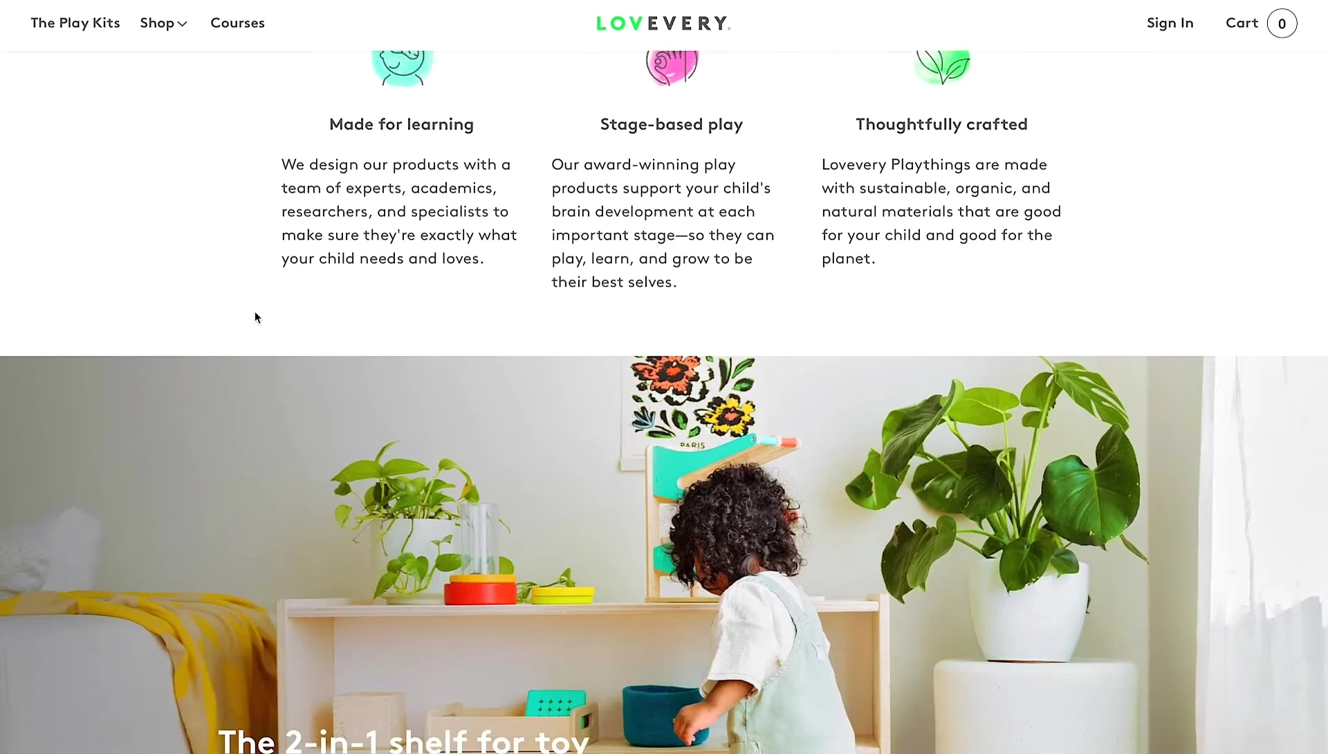 Lovevery logo and tagline emphasizing brain development through play