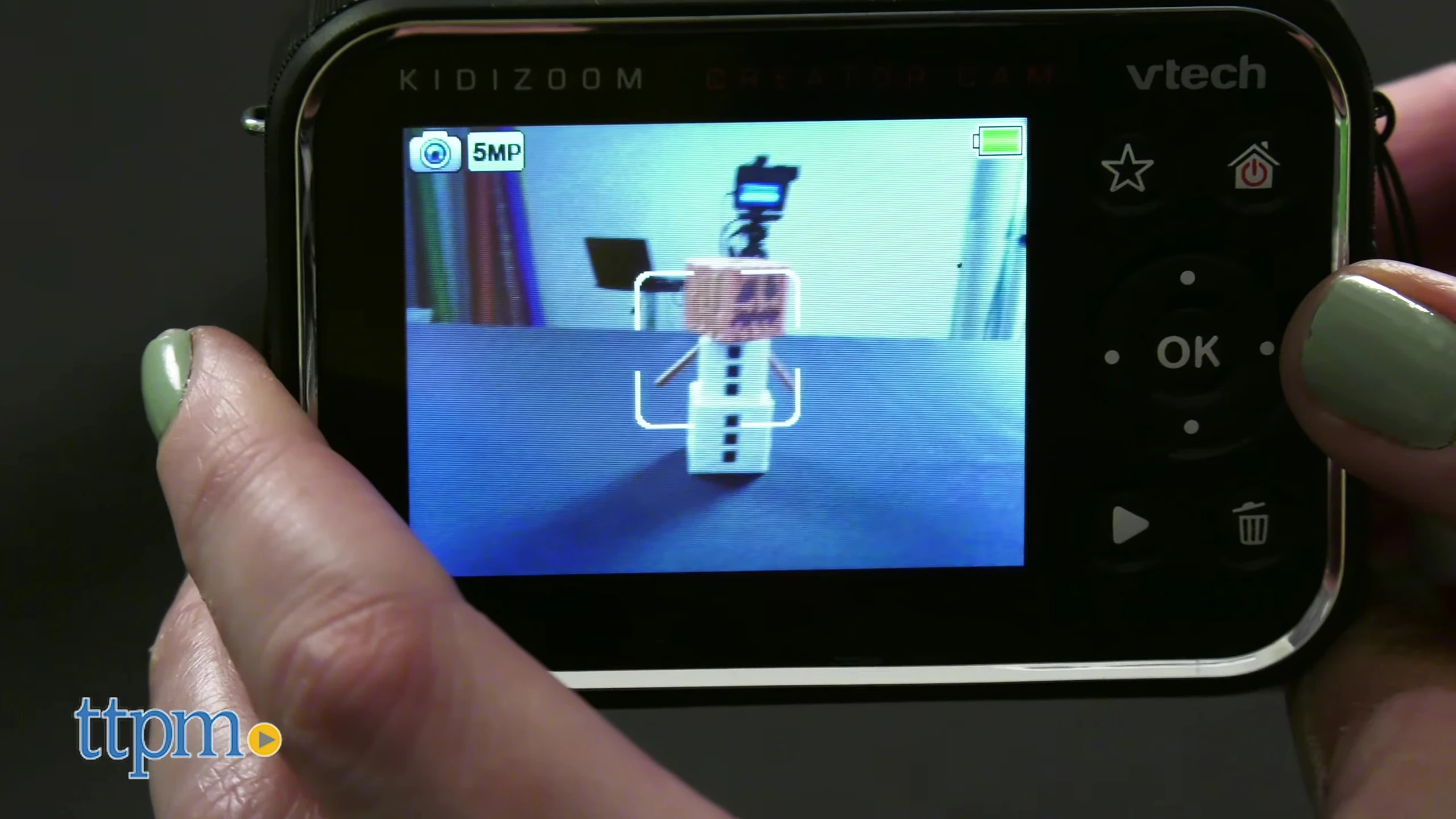 Close-up of the camera's buttons and display